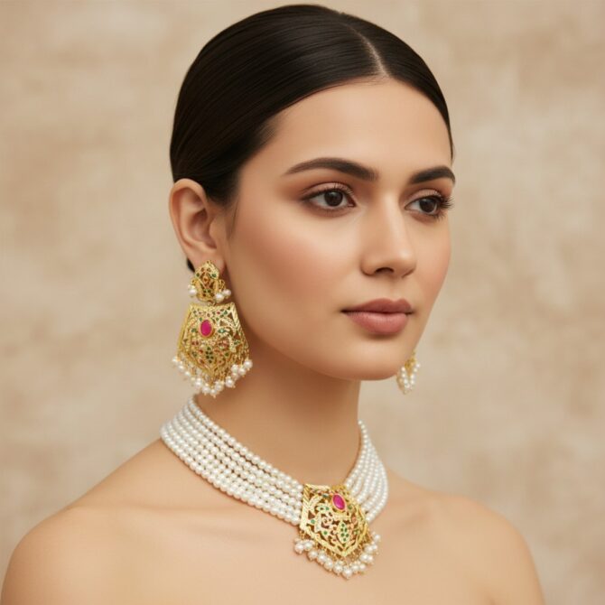 Surveen Jadau Jewellery Multicolor-08