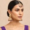 Tamanna Jadau Earrings with Maangtikka Purple