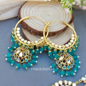 Tulip Mirror Earrings Peacock Blue