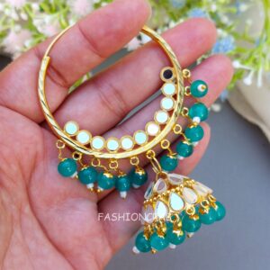 Tulip Mirror Earrings Peacock Blue