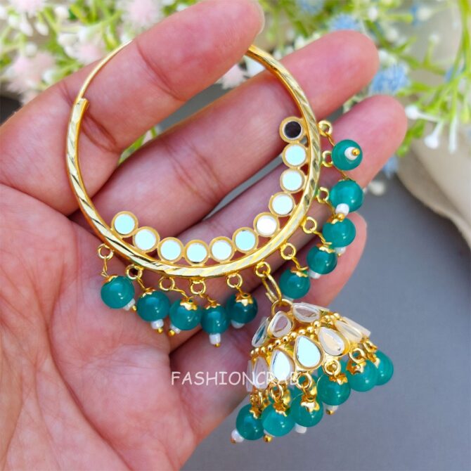 Tulip Mirror Earrings Peacock Blue
