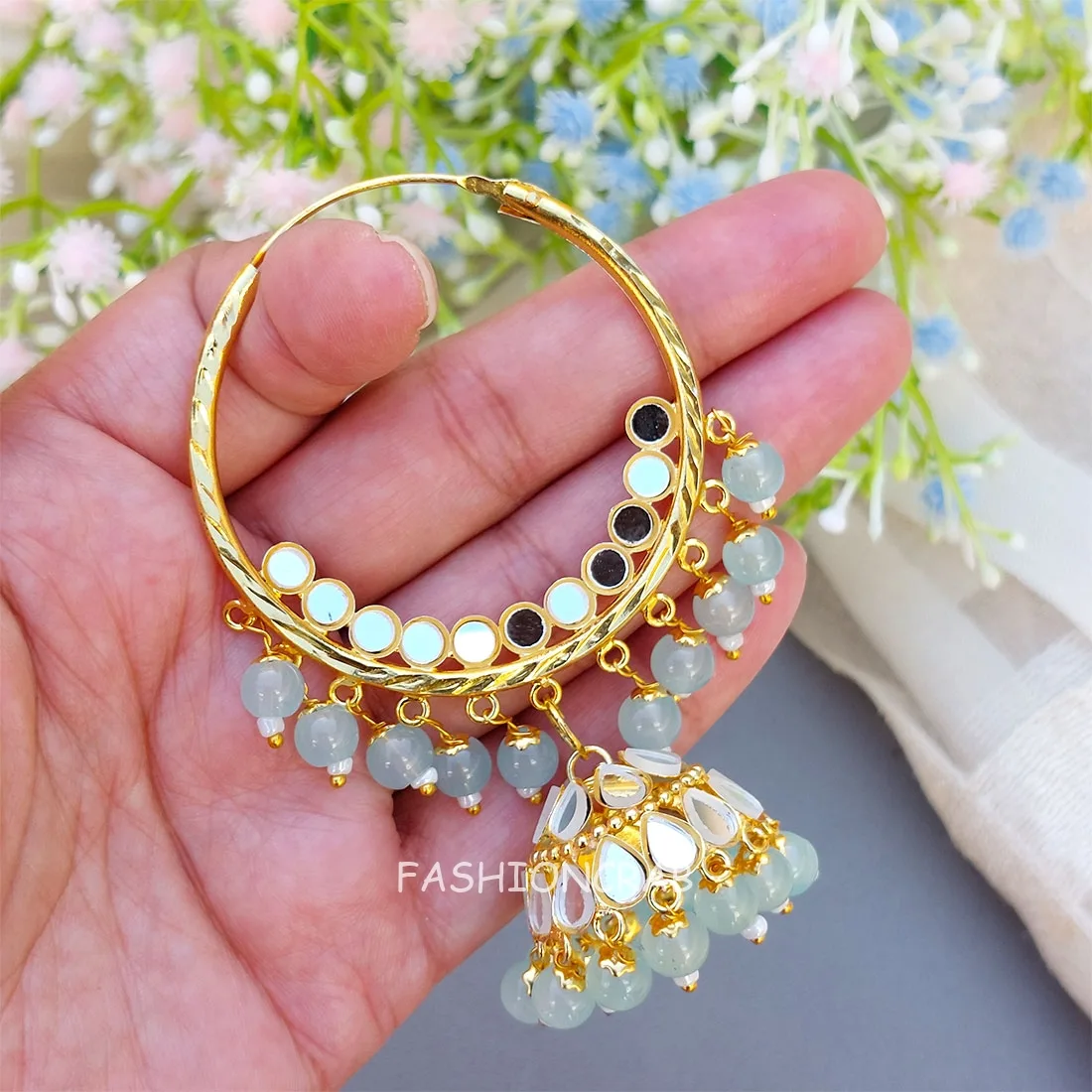 Tulip Mirror Earrings Sky Blue