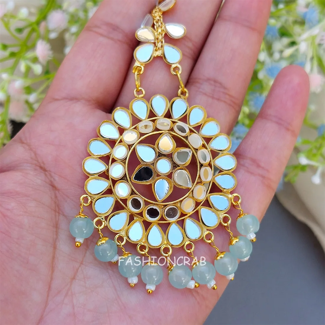 Tulip Mirror Earrings Sky Blue