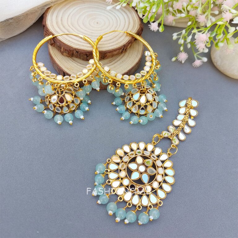 Tulip Mirror Earrings Sky Blue
