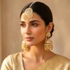 White Heavy Jadau Jhumka Earrings for Punjabi Suit