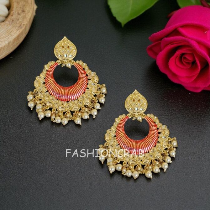 Big Pink Kundan Earrings-02 Big Pink Kundan Earrings