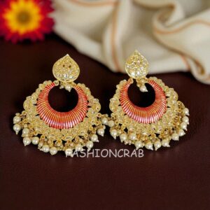 Big Pink Kundan Earrings