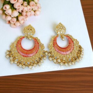 Big Pink Kundan Earrings