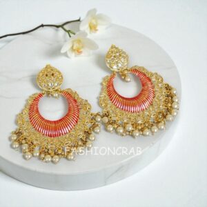 Big Pink Kundan Earrings