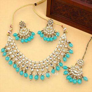 Blue Pearl Kundan Set for Anniversary Gift