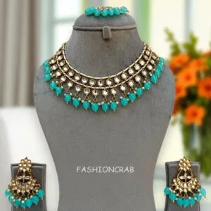 Blue Pearl Kundan Set for Anniversary Gift-07