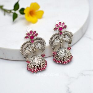 Kareena Brass Earrings Pink