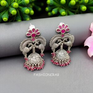 Kareena Brass Earrings Pink