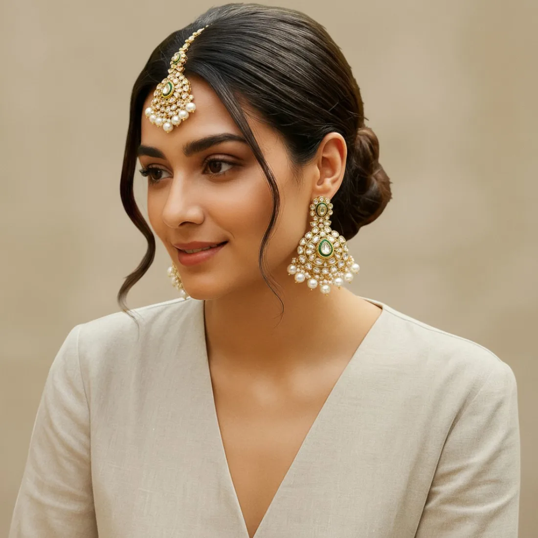 Nayra Pearl Earrings and Tikka Set