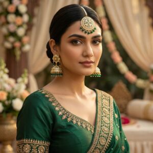 Noor Jadau Earrings Green