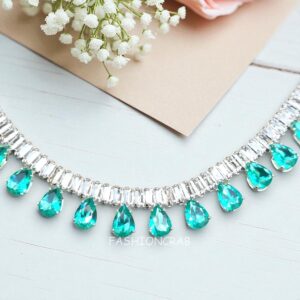 Riddhi Peacock Green AD Necklace Set