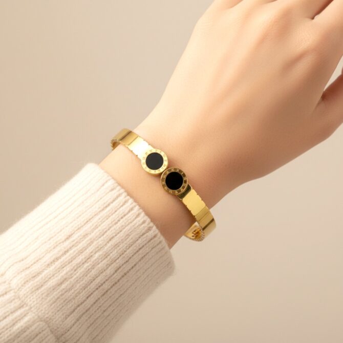 Roman Numeral Anti Tarnish Bracelet - Golden-05 Roman Numeral Anti Tarnish Bracelet - Golden
