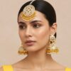 Tamanna Jadau Earrings with Maangtikka Yellow