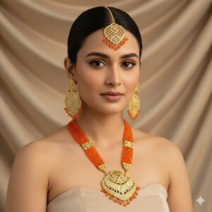 Katrina Orange Long Punjabi Jewellery