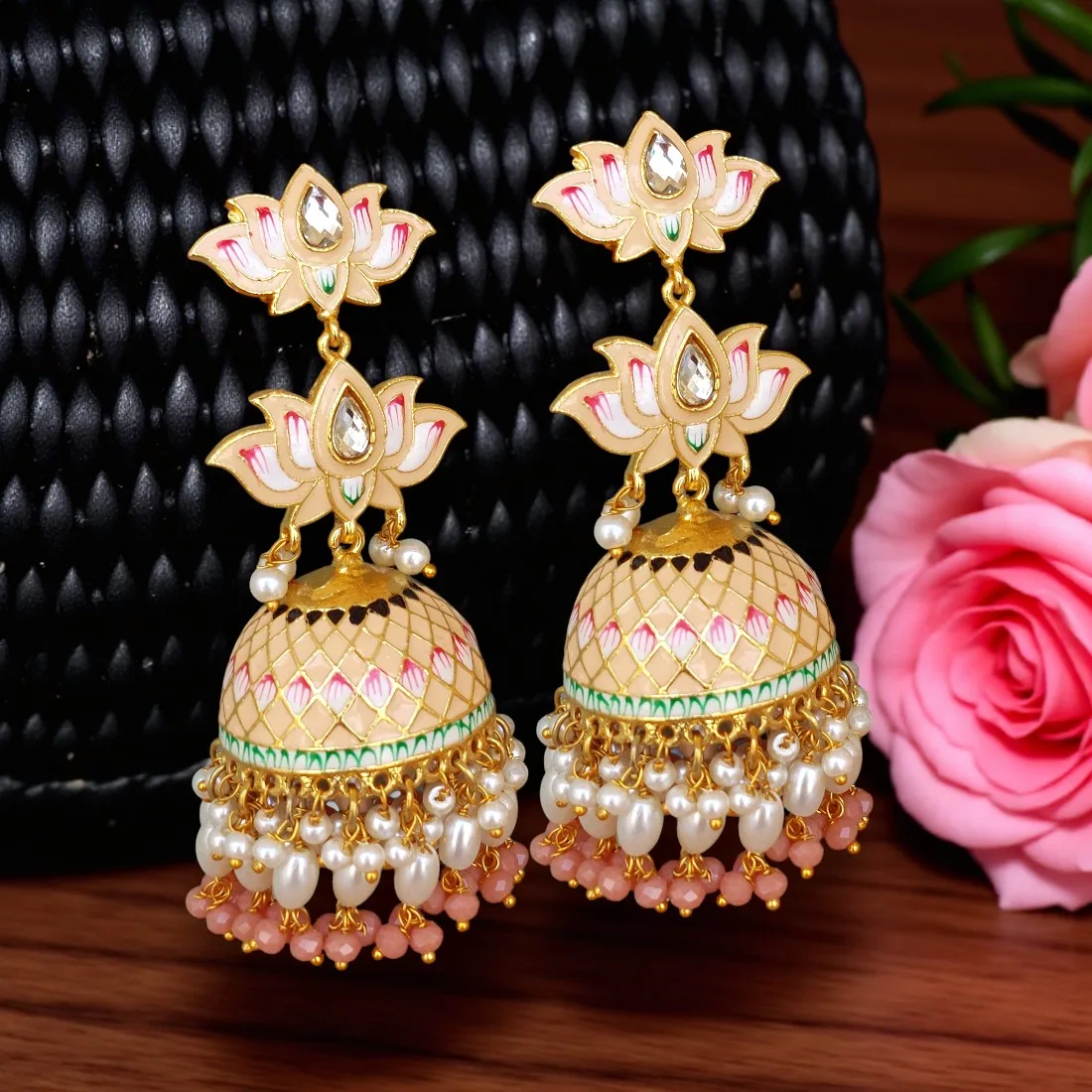 Peach Jhumka for Wedding