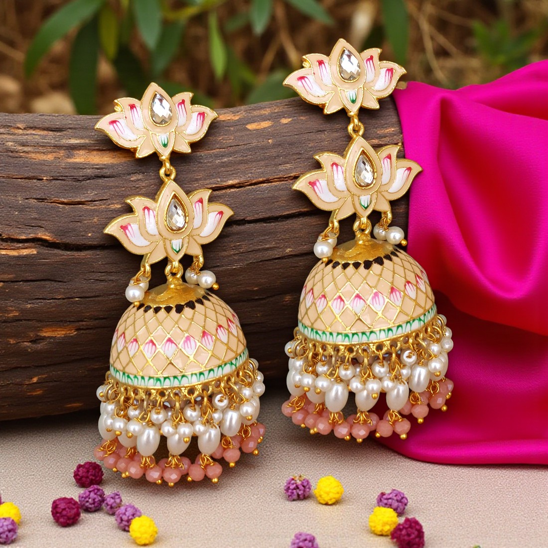 Peach Jhumka for Wedding