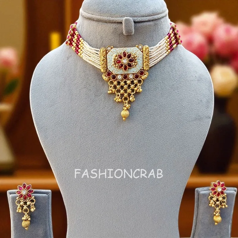 Pink South Indian Jewellery Set