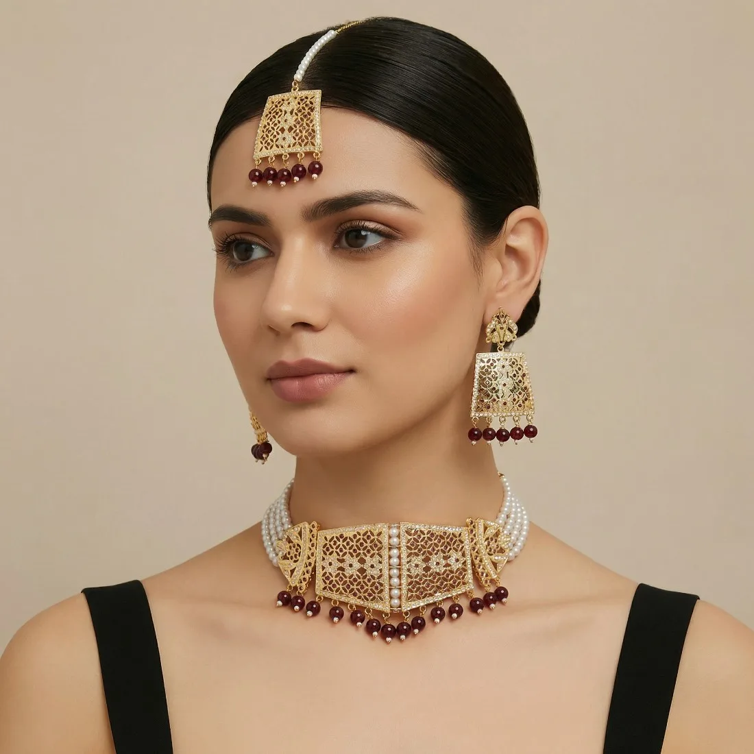 Rehana Maroon Color Punjabi Jewellery