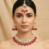 Rhea Kundan Jewellery Set - Dark Pink