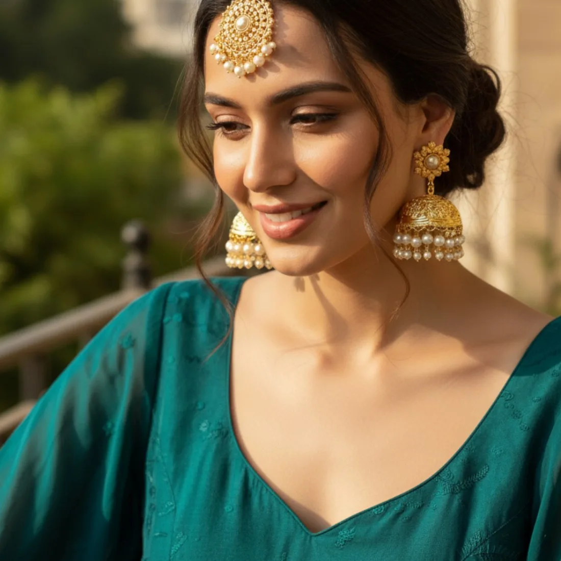 Sitara White Traditional Jhumka