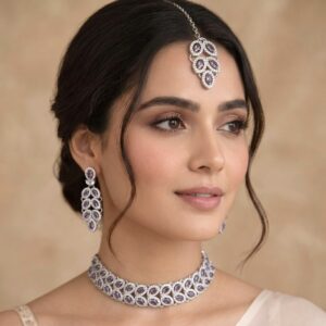 Zeenat Purple AD Necklace Set