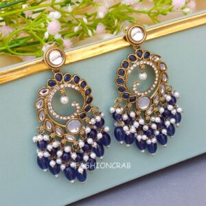 Aavya Chandbali Earrings Blue