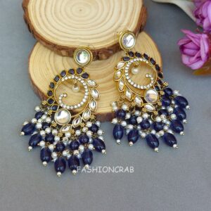 Aavya Chandbali Earrings Blue