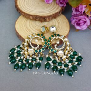 Aavya Chandbali Earrings Green