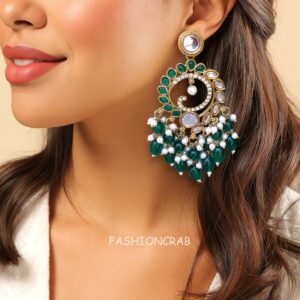 Aavya Chandbali Earrings Green