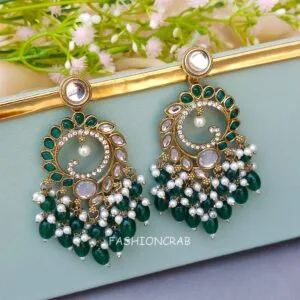Aavya Chandbali Earrings Green