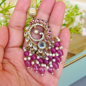 Aavya Chandbali Earrings Purple