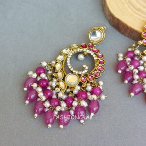 Aavya Chandbali Earrings Purple