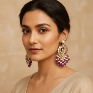 Aavya Chandbali Earrings Purple