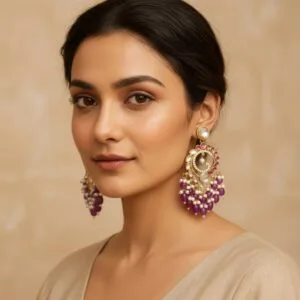Aavya Chandbali Earrings Purple