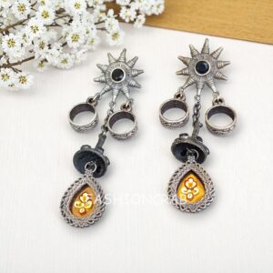 Amy Brass Earrings - Black