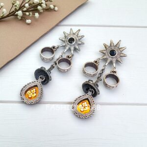 Amy Brass Earrings - Black