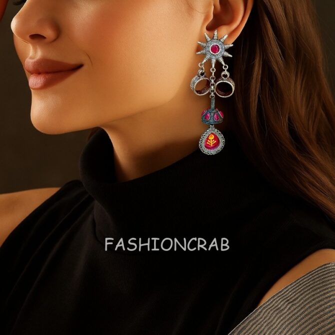 Amy Brass Earrings - Pink