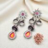 Amy Brass Earrings - Pink