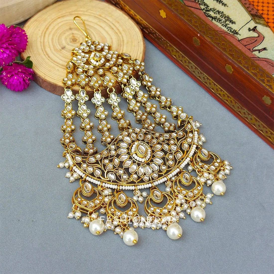 Ayesha Kundan Passa - White