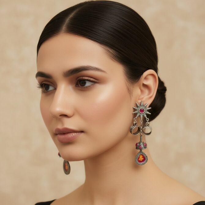 Brass Earrings - Pink