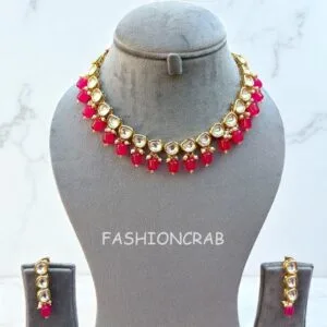 Dark Pink Kundan Necklace