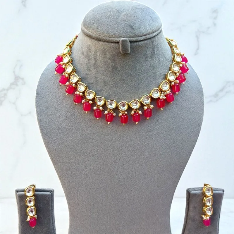 Dark Pink Kundan Necklace