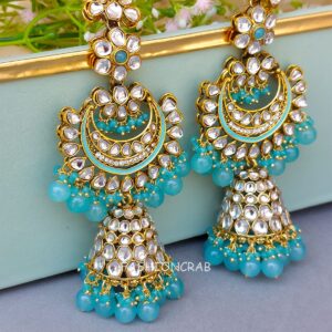 Devi Earrings with Chain Blue