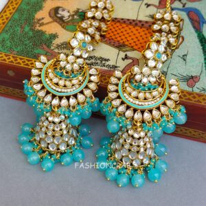 Devi Earrings with Chain Blue
