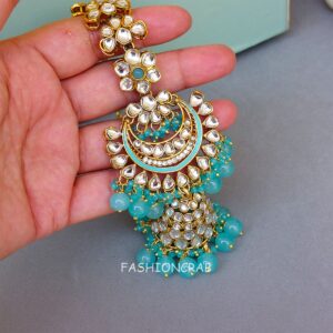 Devi Earrings with Chain Blue